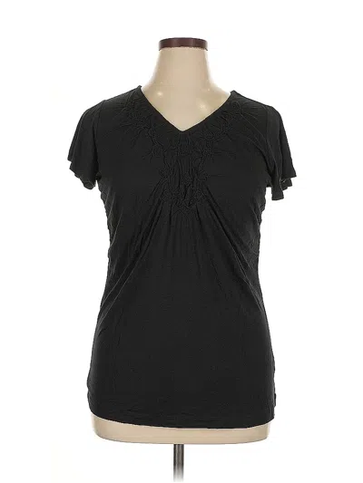 Pre-owned Hanna G. Short Sleeve Henley Shirt In Black