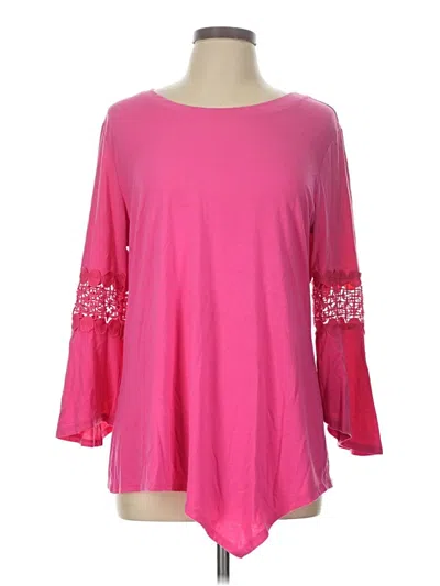 Pre-owned Hannah 3/4 Sleeve Top Pink Boatneck Tops