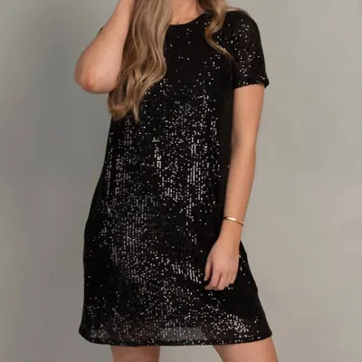 Hannah & Gracie Midnight Magic Sequin Dress In Black