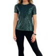 Hannah & Gracie Sequin Top In Green In Green