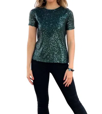 Hannah & Gracie Sequin Top In Green