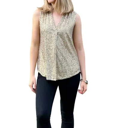 Hannah & Gracie Sleeveless Sequin Top In Gold In Silver