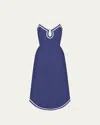 Hannah Artwear Azzura Cotton Voile Midi Dress In Lapis