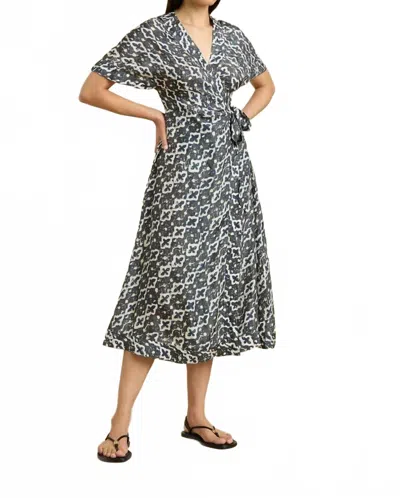 Hannah Artwear Clementine Midi Dress In Pathway Charcoal In Black