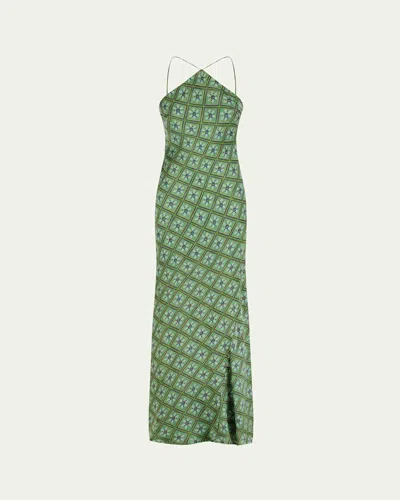 Hannah Artwear Elisa Silk Maxi Dress In Talavera Emerald