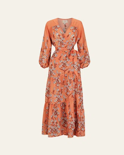 Hannah Artwear Emilia Wrap Dress In Valencia Georgia In Orange