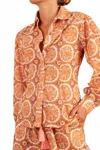 Hannah Artwear Evelyn Long Sleeve Fitted Shirt In Cabana In Orange