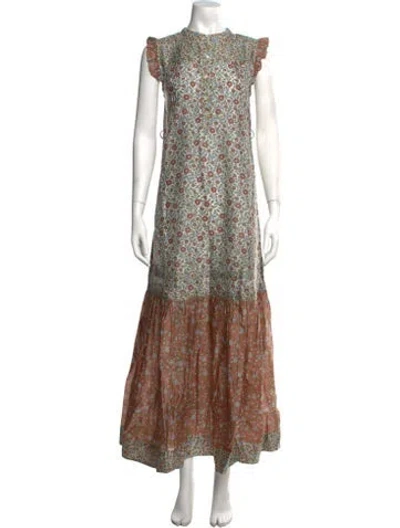Pre-owned Hannah Artwear Floral Print Long Dress W/ Tags In Multicolor