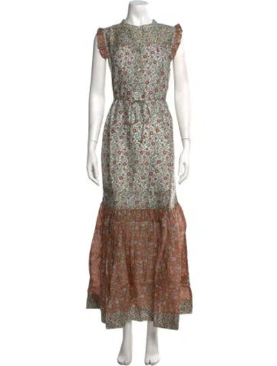 Pre-owned Hannah Artwear Floral Print Long Dress W/ Tags In Multicolor