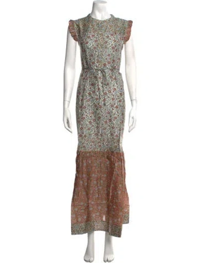 Pre-owned Hannah Artwear Floral Print Long Dress W/ Tags In Multicolor