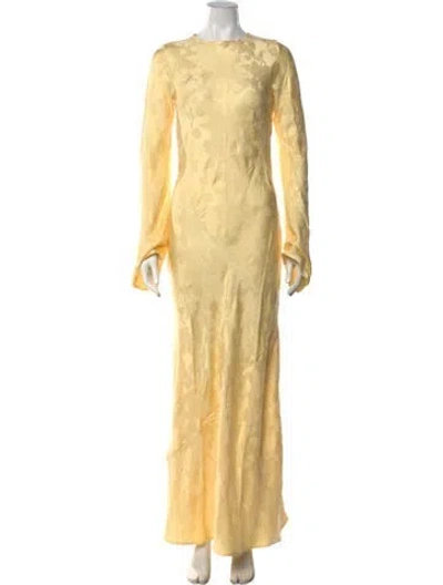 Pre-owned Hannah Artwear Floral Print Long Dress W/ Tags In Yellow