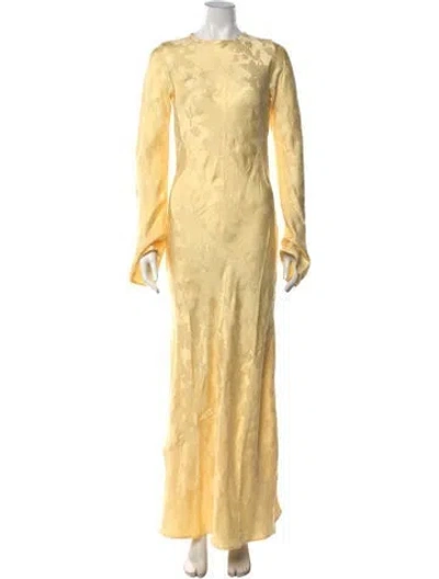 Pre-owned Hannah Artwear Floral Print Long Dress W/ Tags In Yellow