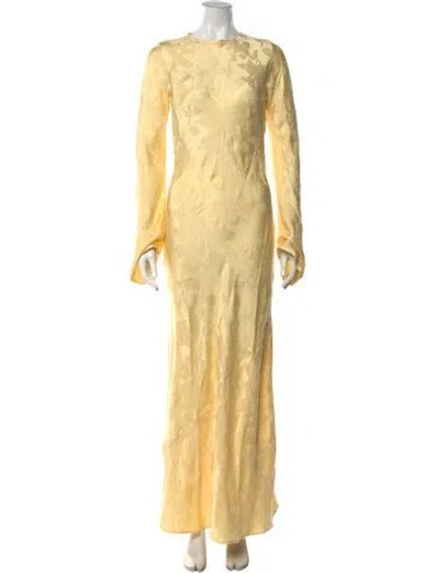 Pre-owned Hannah Artwear Floral Print Long Dress W/ Tags In Yellow