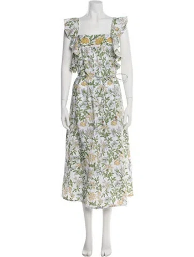 Pre-owned Hannah Artwear Floral Print Long Dress In White