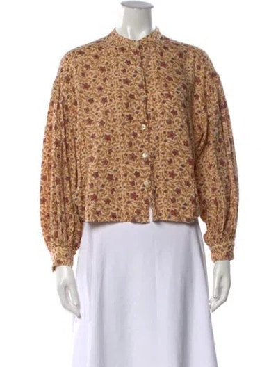 Pre-owned Hannah Artwear Floral Print Long Sleeve Top In Neutrals