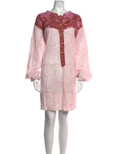 Pre-owned Hannah Artwear Floral Print Mini Dress In Pink