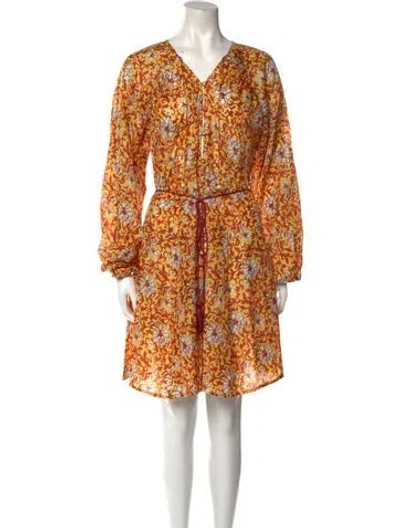 Pre-owned Hannah Artwear Floral Print Mini Dress In Yellow