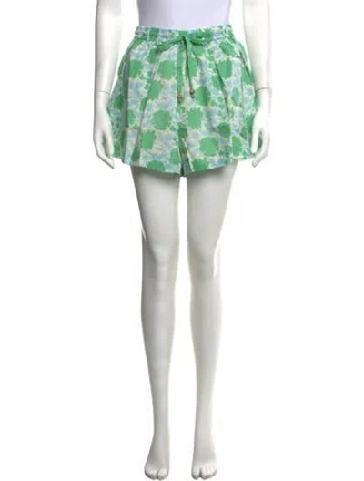 Pre-owned Hannah Artwear Floral Print Mini Shorts W/ Tags In Green