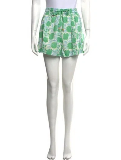 Pre-owned Hannah Artwear Floral Print Mini Shorts W/ Tags In Green