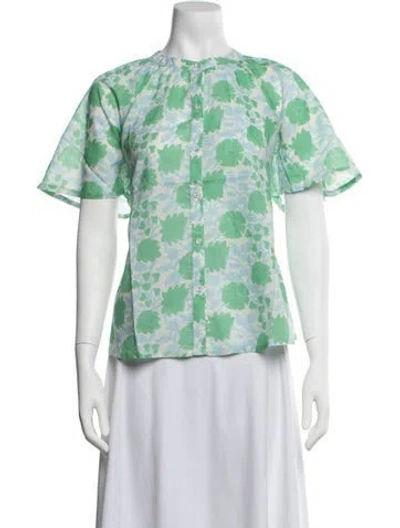 Pre-owned Hannah Artwear Floral Print Short Sleeve Blouse W/ Tags In Multicolor