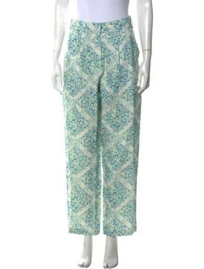 Pre-owned Hannah Artwear Floral Print Straight Leg Pants W/ Tags In Multicolor