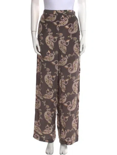 Pre-owned Hannah Artwear Floral Print Wide Leg Pants In Gray