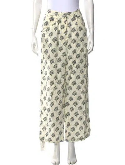 Pre-owned Hannah Artwear Floral Print Wide Leg Pants In Neutral