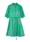 Hannah Artwear Gaia Printed Silk-satin Mini Dress In Green