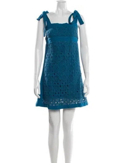 Pre-owned Hannah Artwear Lace Pattern Mini Dress In Blue