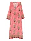 Hannah Artwear Leandra Printed Silk Maxi Dress In Pink