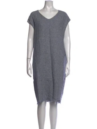 Pre-owned Hannah Artwear Linen Midi Length Dress In Grey