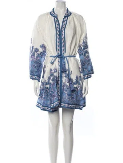 Pre-owned Hannah Artwear Linen Mini Dress W/ Tags In Blue
