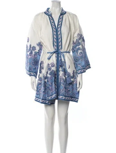 Pre-owned Hannah Artwear Linen Mini Dress W/ Tags In Blue
