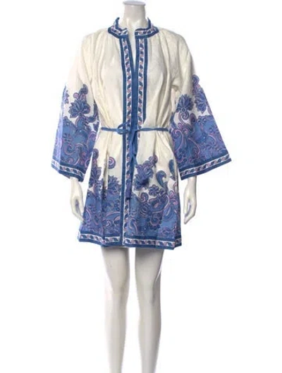 Pre-owned Hannah Artwear Linen Mini Dress W/ Tags In Blue