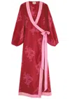 Hannah Artwear Luna Floral-print Silk Midi Wrap Dress In Red