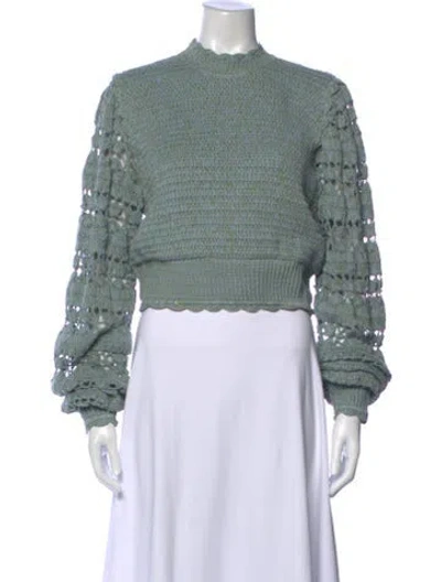 Pre-owned Hannah Artwear Mock Neck Sweater In Green