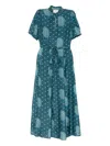 Hannah Artwear Oceanus Printed Silk Maxi Dress In Blue