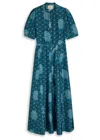 Hannah Artwear Oceanus Printed Silk Maxi Dress In Blue
