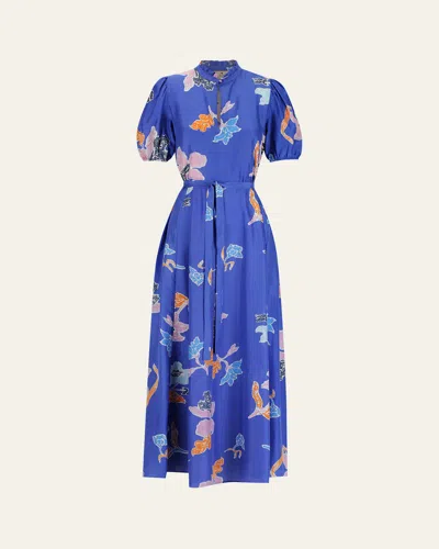 Hannah Artwear Oceanus Silk Maxi Dress In Blue