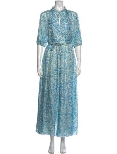 Pre-owned Hannah Artwear Paisley Print Long Dress In Blue