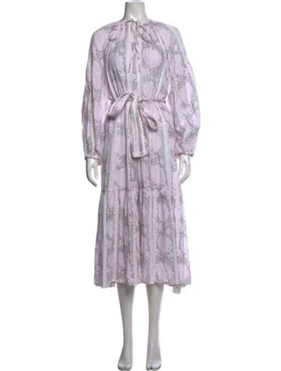 Pre-owned Hannah Artwear Printed Midi Length Dress In Purple