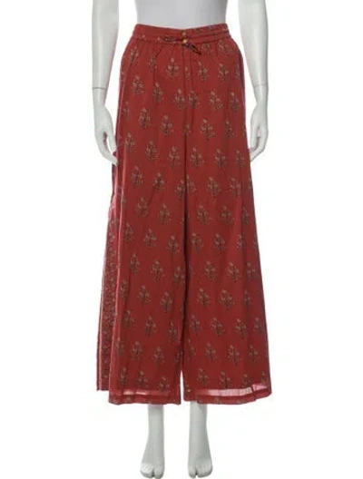 Pre-owned Hannah Artwear Printed Wide Leg Pants In Red