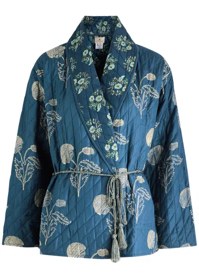 Hannah Artwear Saskia Reversible Silk-satin Jacket In Blue