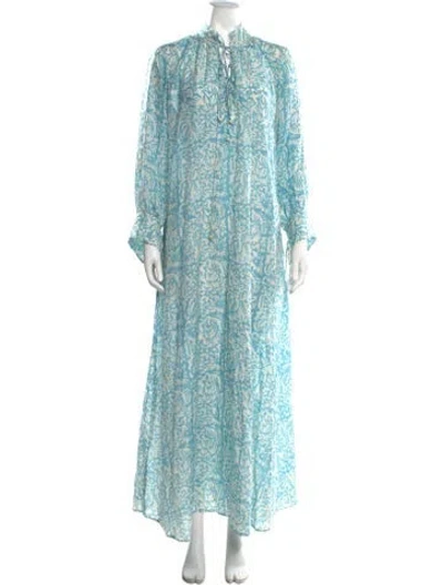 Pre-owned Hannah Artwear Silk Long Dress In Blue