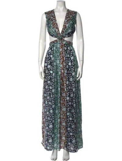 Pre-owned Hannah Artwear Silk Long Dress In Green