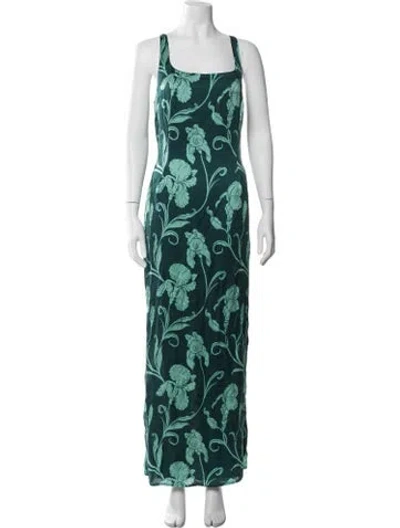 Pre-owned Hannah Artwear Silk Long Dress In Green