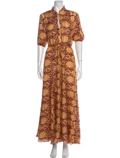 Pre-owned Hannah Artwear Silk Long Dress In Orange