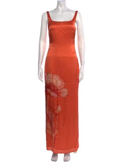 Pre-owned Hannah Artwear Silk Long Dress In Orange