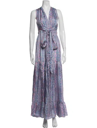 Pre-owned Hannah Artwear Silk Long Dress In Purple