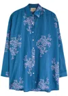 Hannah Artwear Stevie Printed Silk Shirt In Blue